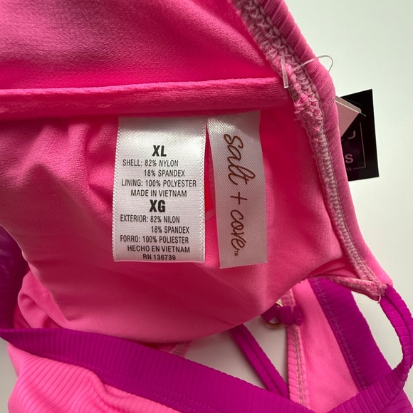Salt + Cove Juniors V Wire Ribbed Bralette Bikini Top XL - Picture 4 of 7